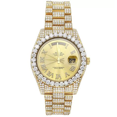 rolex oyster gold iced out real vs fake